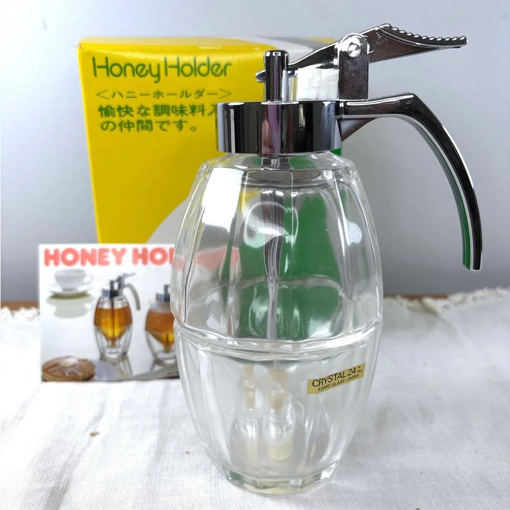 Williams Sonoma Kamei Glass Japan 24% Crystal Honey Holder Dispenser